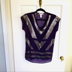 Purple Sequin Top with Cami with Chevron Design